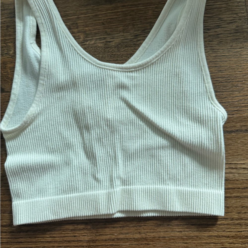 White Ribbed Button-Front Women's Top - Picture 3 of 3